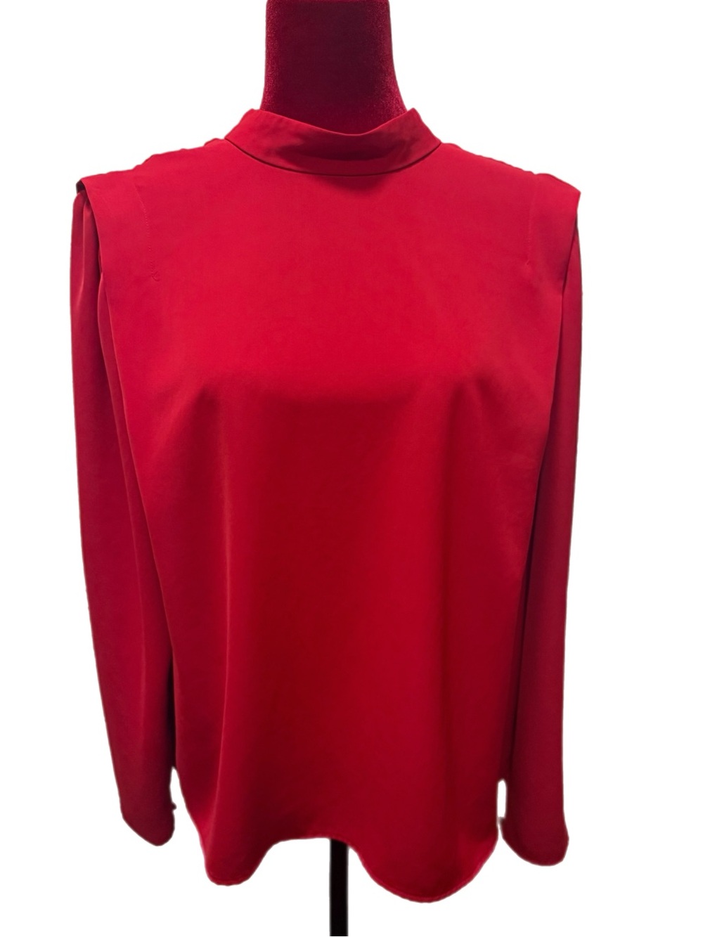 H&M Vibrant Red Mock Neck Long Sleeve Top